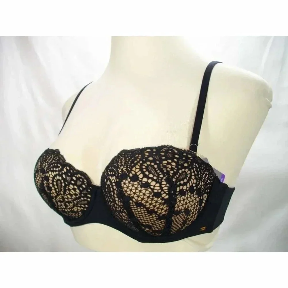 32D Fine Lines SU014 Silhouette Strapless Convertible UW Bra Black NWT  New with